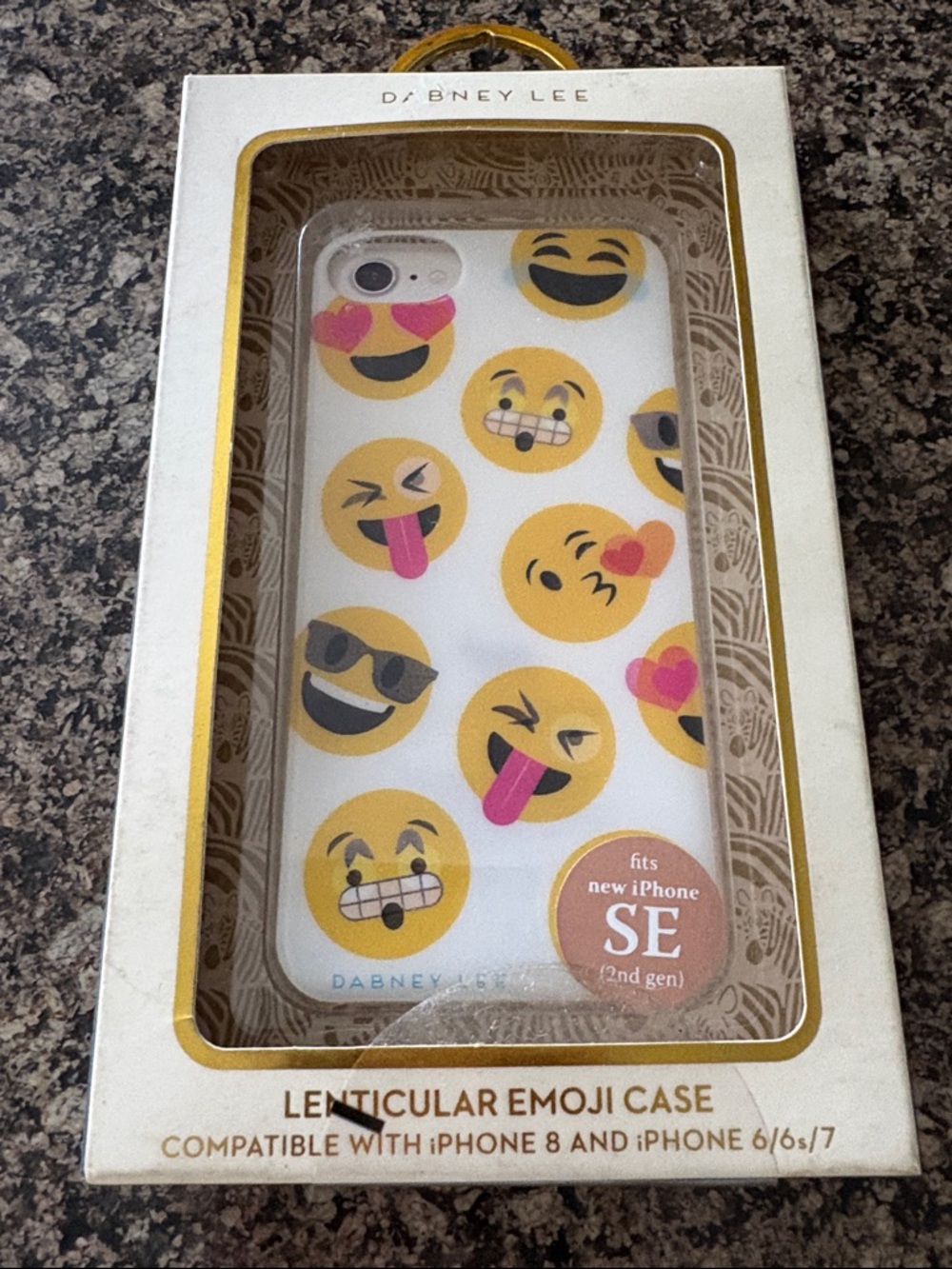 Dabney Lee White iPhone SE Case with Yellow Emoji Pattern